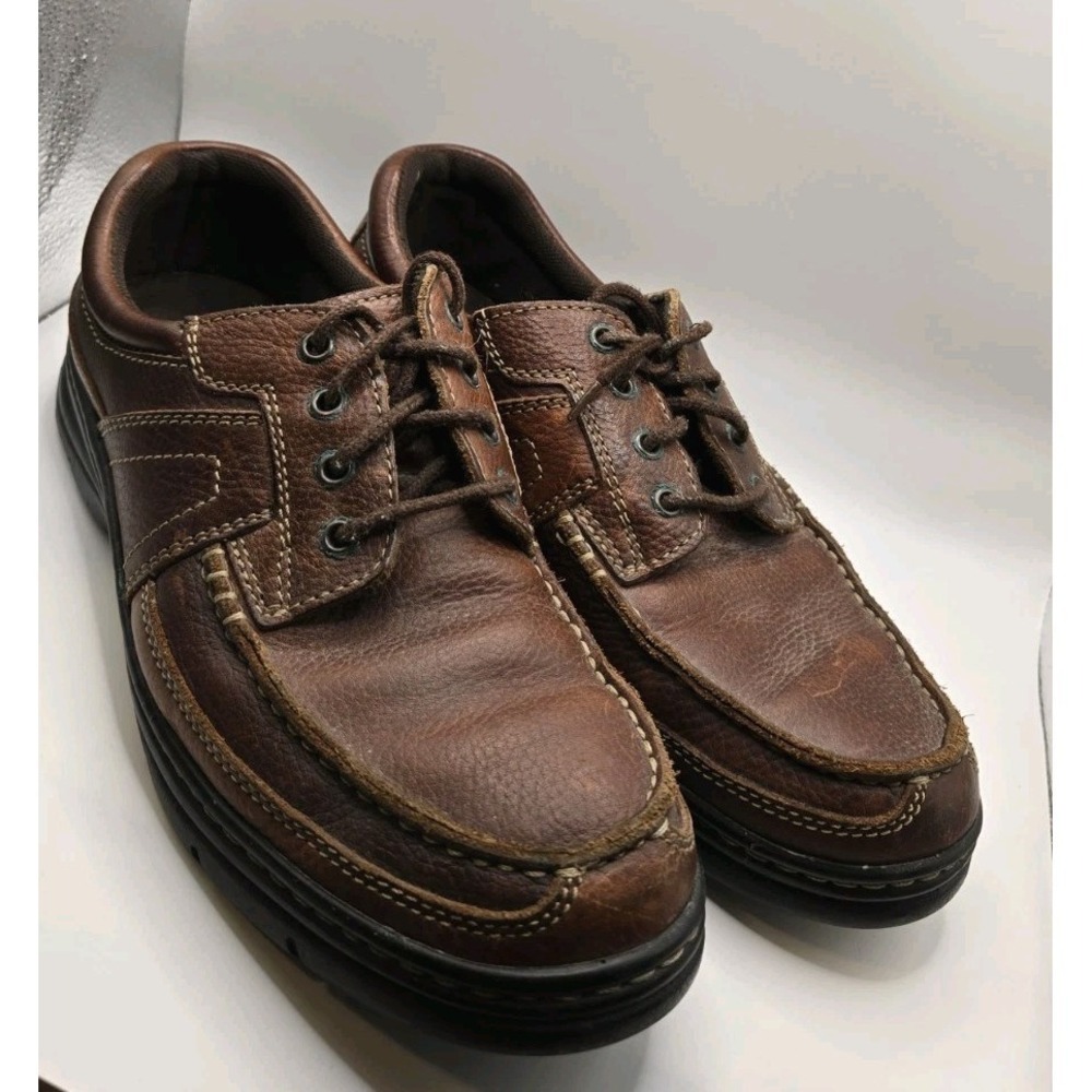 Outland Mens 10.5 Brown Leather Comfort Shoes Moc Toe Casual Work Oxfords
